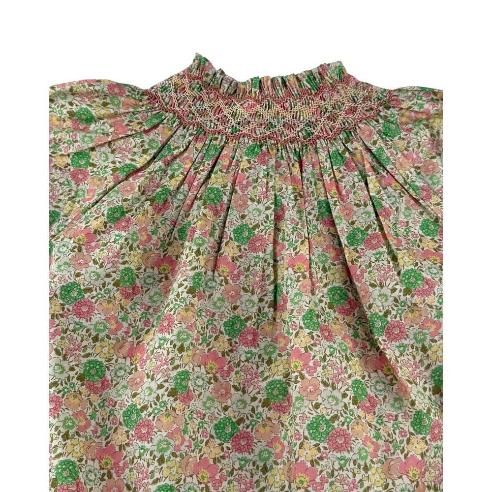 Bonpoint Liberty Floral Smocked Blouse Girls Size 14A Petal Embroidered Cotton - Picture 9 of 14